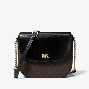 Michael Kors Mott Logo and Leather Dome Crossbody